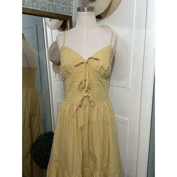 Moon River Rosemary Yellow Bow Detailed Maxi Dress Size Small - Picture 3 of 9